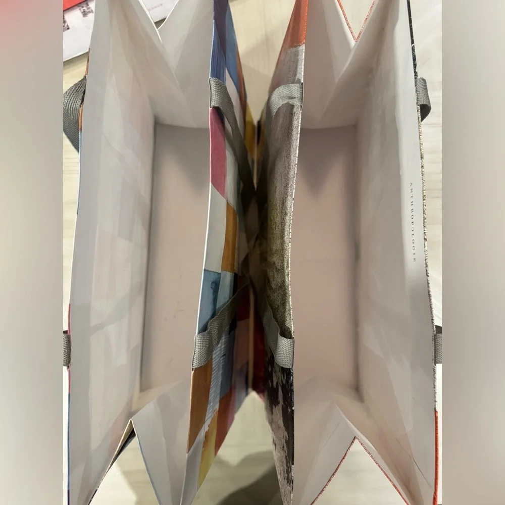 Anthropologie Large Shopping Bags Bundle of 4 | Reusable Gift Bags | Holiday Art